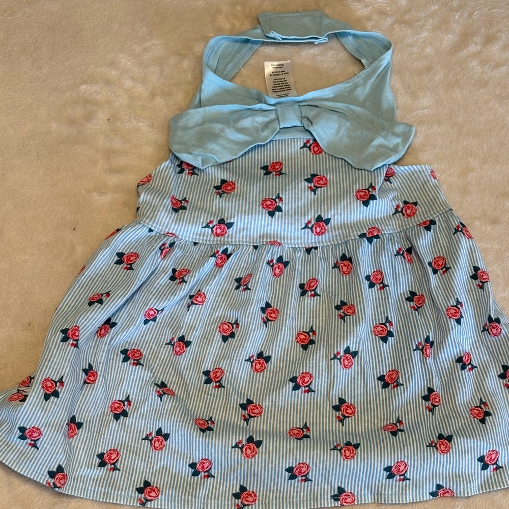 2/$20 Blue and White Striped Floral Dog Dress